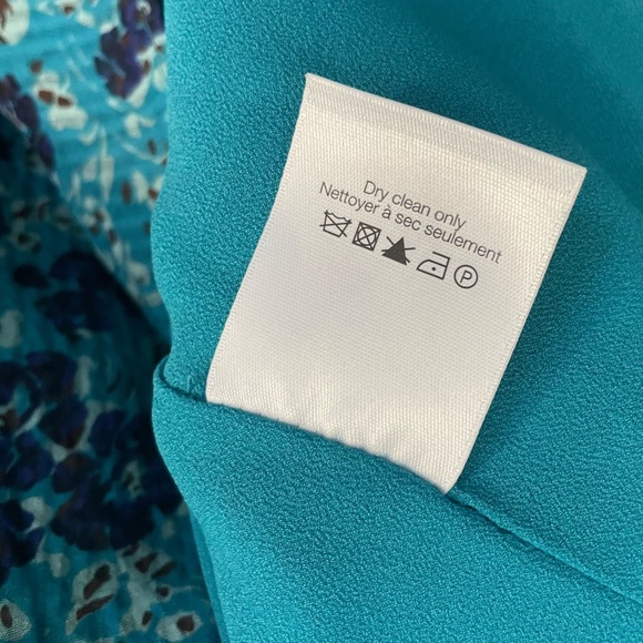 NEW Veronica Beard Becky Silk Turquoise Floral Ruching Skirt Dress Size 6 - Picture 3 of 14